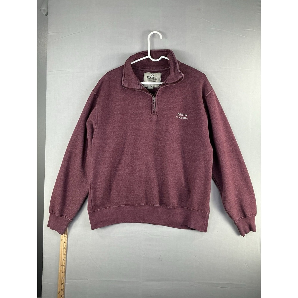 EXIST Men's Large Maroon 1/4 Zip Pullover Sweatshirt Destin Florida